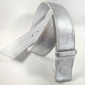 Ceinture reversible femme Argent / Blanc
